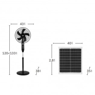 Pedestal fan with solar panel Boreal (30W)