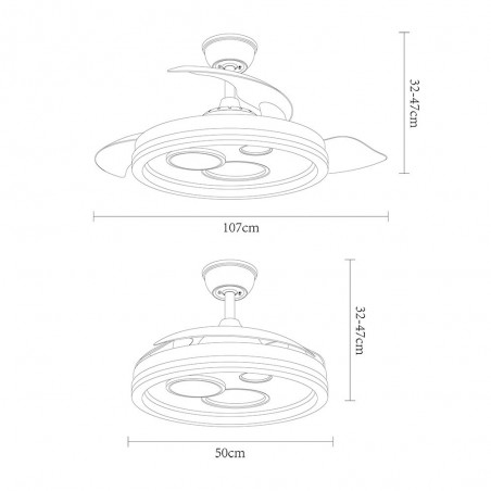 Fan LED with folding blades Turia CCT (72W)