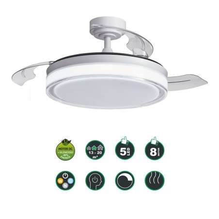LED fan with retractable blades Oroel White CCT Dim (72W)