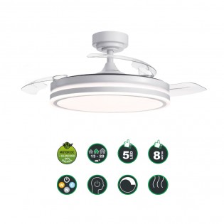 LED-Ventilator mit klappbaren Flügeln Pearl White CCT (72W)