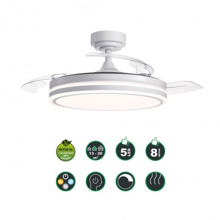 LED-Ventilator mit klappbaren Flügeln Pearl White CCT (72W)