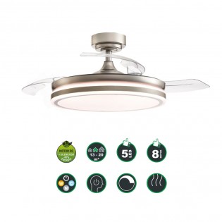 LED fan with retractable blades Perla Nickel CCT (72W)
