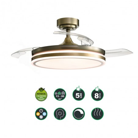 LED-Ventilator mit klappbaren Flügeln Perla Leather CCT (72W)