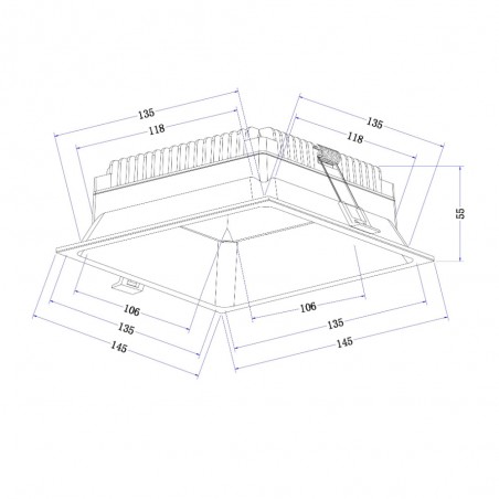 Recessed LED Downlight Okno Square (18W)