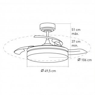 LED fan with foldable blades Vera CCT Dim (30+10W)