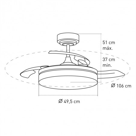 Vera LED-Ventilator mit einziehbaren Flügeln CCT Dim (30+10W)