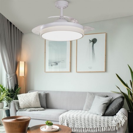 LED fan with foldable blades Vera CCT Dim (30+10W)