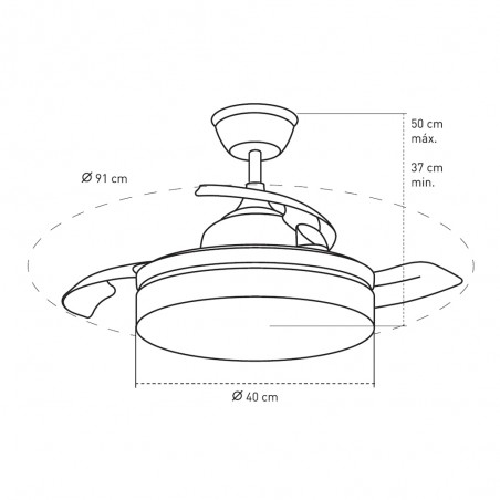 LED fan with foldable blades Vera Mini CCT Dim (30+10W)