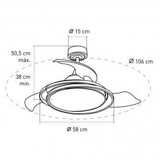 LED fan with foldable blades Antila CCT Dim (60W)