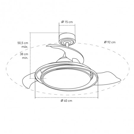 LED fan with foldable blades Antila Mini CCT (45W)