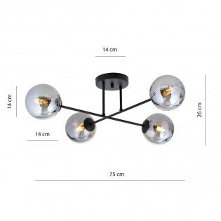 Ceiling Flush Lamp Nicolo Graphite (4 lights)