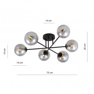 Ceiling Flush Lamp Nicolo Graphite (6 lights)