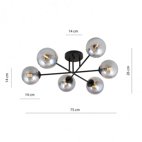 Ceiling Flush Lamp Nicolo Graphite (6 lights)