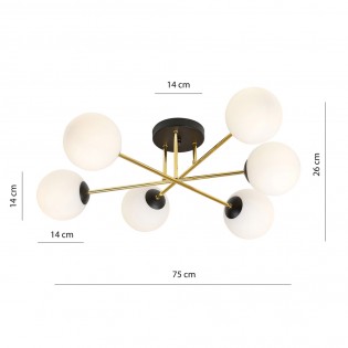 Ceiling Flush Light Mendra Opal (6 lights)