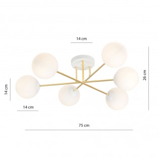 Ceiling Flush Light Mendra II Opal (6 lights)