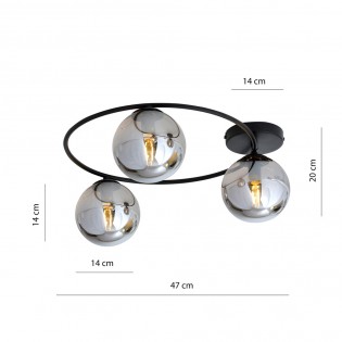 Ceiling Flush Light Sotelo Graphite (3 lights)