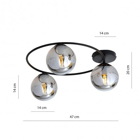 Ceiling Flush Light Sotelo Graphite (3 lights)