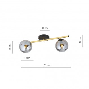 Ceiling strip lamp Dadora Graphite (2 lights)