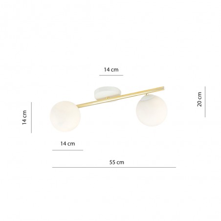 Ceiling strip lamp Dadora II Opal (2 lights)