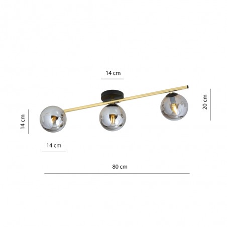 Ceiling strip lamp Dadora Graphite (3 lights)