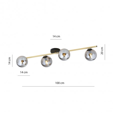 Ceiling strip lamp Dadora Graphite (4 lights)