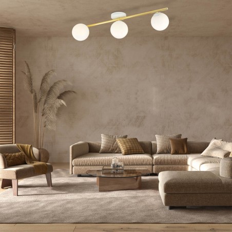 Ceiling strip lamp Dadora II Opal (3 lights)