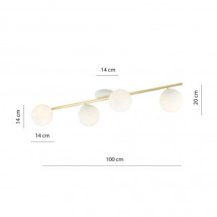 Ceiling strip lamp Dadora II Opal (4 lights)
