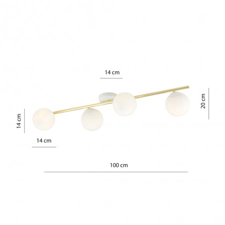 Ceiling strip lamp Dadora II Opal (4 lights)