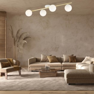 Ceiling strip lamp Dadora II Opal (4 lights)