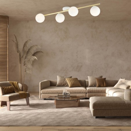 Ceiling strip lamp Dadora II Opal (4 lights)