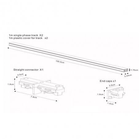 Einphasige Schiene Basic Set (2 Meter)