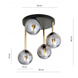 Ceiling Flush Lamp Telpa Graphite (4 lights)