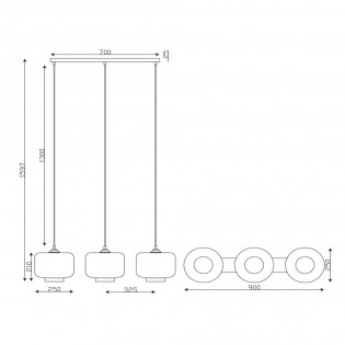 Ceiling Track Lamp Medine Opal (3 lights)