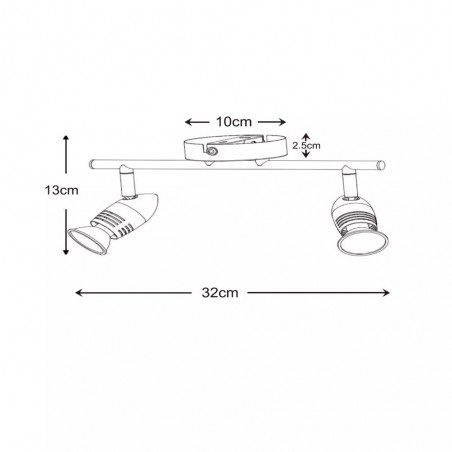 Ceiling strip spotlight Caro (2 lights)