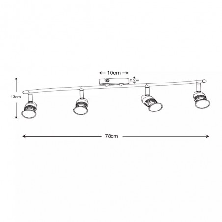 Ceiling strip spotlight Caro (4 lights)