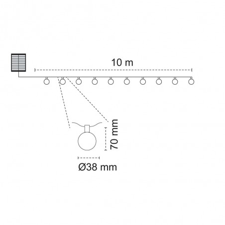 LED outdoor garland with solar panel (5W)