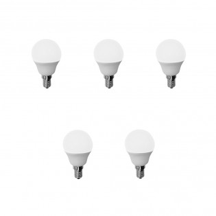 Pack 5 LED-Glühbirnen E14 Sphärisch 6W (neutrales Licht)