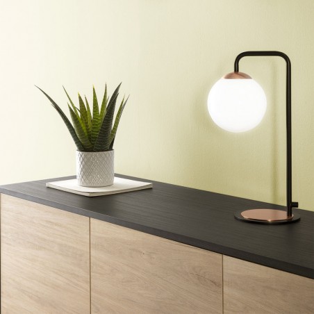 Lámpara de mesa Moteo Negro+Cobre