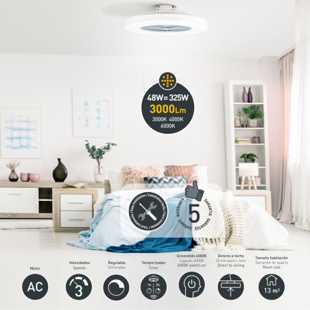 LED Ceiling Fan Bastian CCT Dimmable (48W)