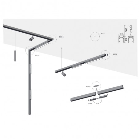 Carril magnético de superficie Magneto 48V. (1 metro)