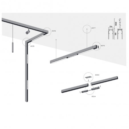 Carril magnético de superficie Magneto 48V. II (1 metro)