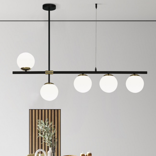 Lámpara colgante Merasi Negro-Oro (5 luces)