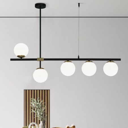 Lámpara colgante Merasi Negro-Oro (5 luces)