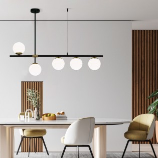 Lámpara colgante Merasi Negro-Oro (5 luces)