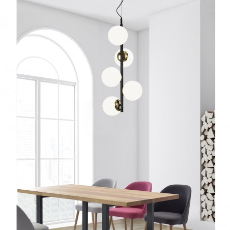 Lámpara de techo Merasi Negro+Oro (5 luces)