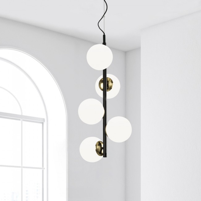 Lámpara de techo Merasi Negro+Oro (5 luces)