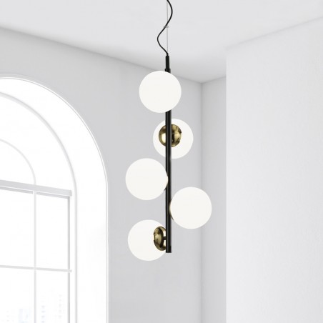Lámpara de techo Merasi Negro+Oro (5 luces)