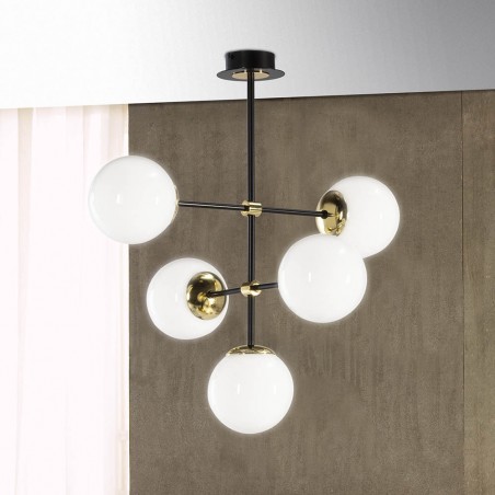 Ceiling Light Merasi Black-Gold (5 lights)