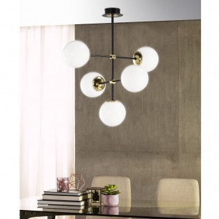 Plafón de techo Merasi Negro-Oro (5 luces)