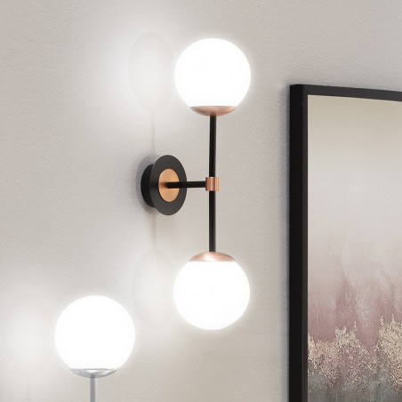 Wall Lamp Merasi Black-Copper (2 lights)